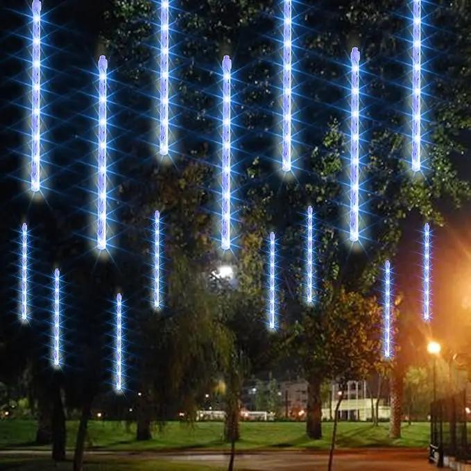 Dazzle Bright Christmas Lights Outdoor, 288LED Meteor Shower Rain Lights 12 Inch 8 Tubes, Waterproof Plug in Falling Icicle Light Christmas Decorations for Xmas Tree Yard House Decor (Blue) by GreenHaven Gardens