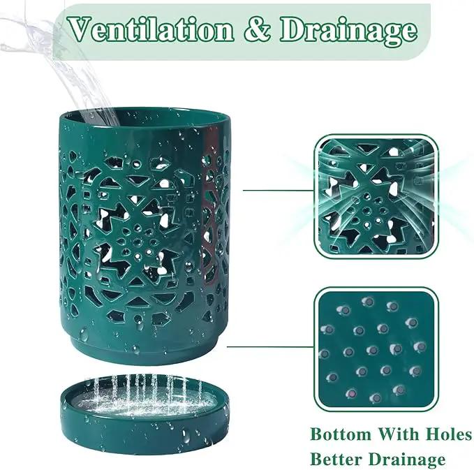 Orchid Pot 4 Inch, Orchid Pots with Holes & Saucers for Repotting, Breathable Slotted Orchid Pots Flower Plant Nursery Pot Green by GreenHaven Gardens