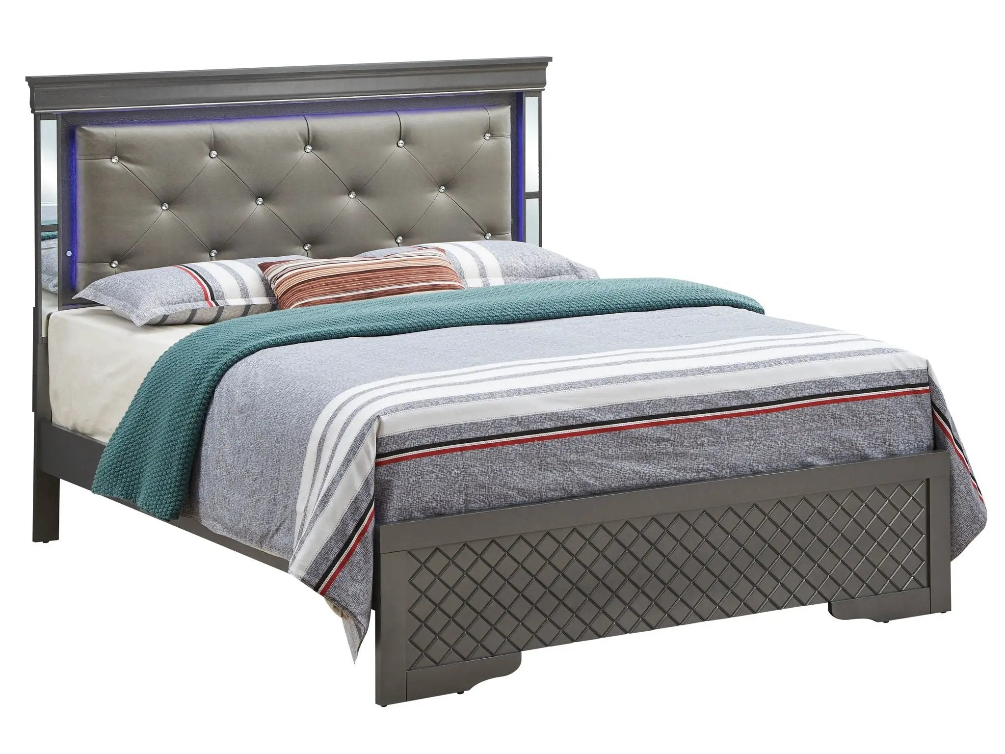 Bed With LED Light Accents Headboard by Unique Piece Furniture