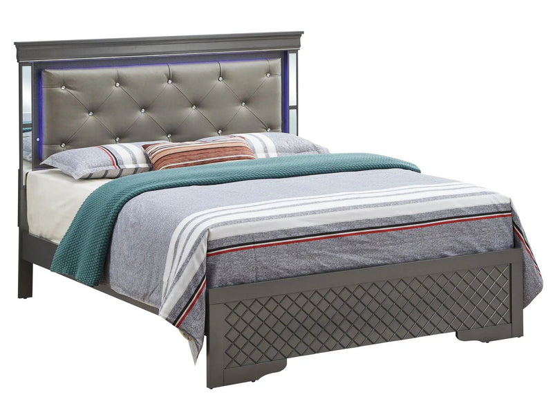 Bed With LED Light Accents Headboard by Unique Piece Furniture