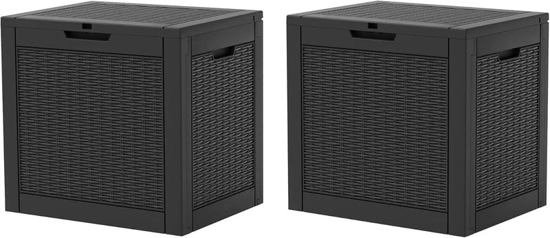 KAMABOKO 31 Gallon Outdoor Storage Box 2 Pack All-Weather Deck Box for Patio Furniture, Package Deliveries, Garden Tools, Pool Supplies & Cushions, Black by GreenHaven Gardens