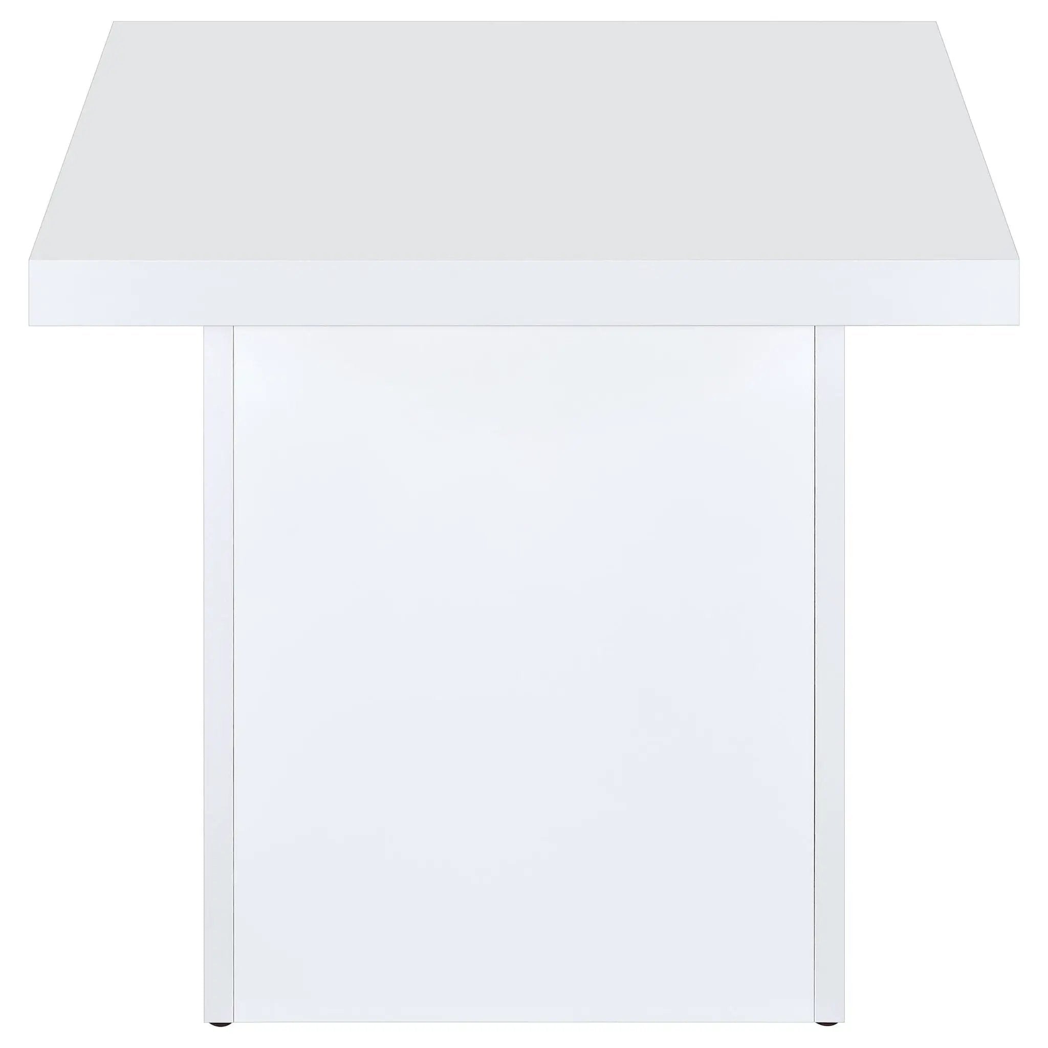 Devar Square Engineered Wood Side End Table White High Gloss by Unique Piece Furniture