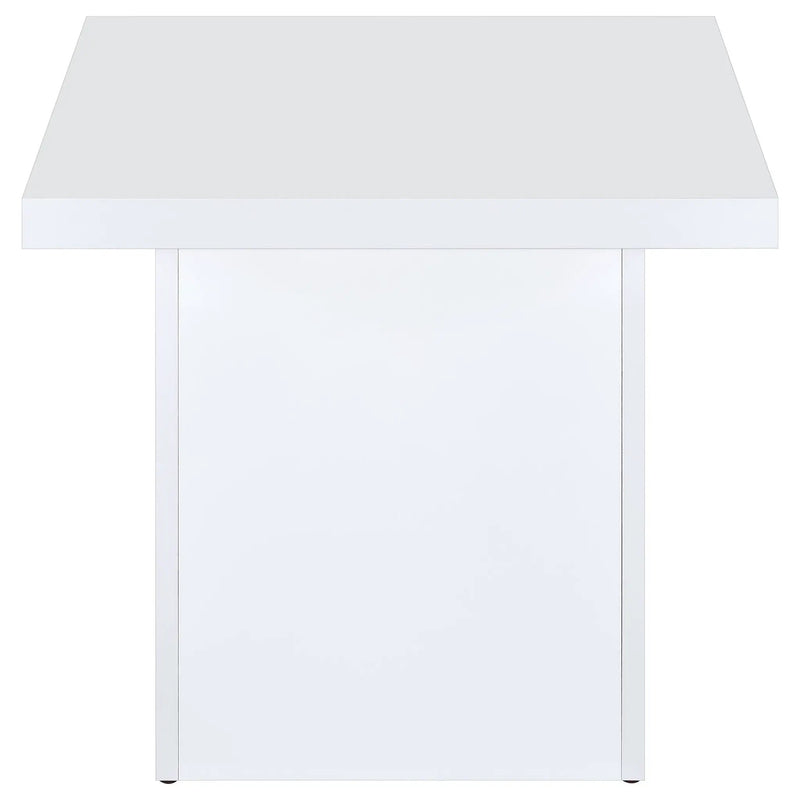 Devar Square Engineered Wood Side End Table White High Gloss by Unique Piece Furniture