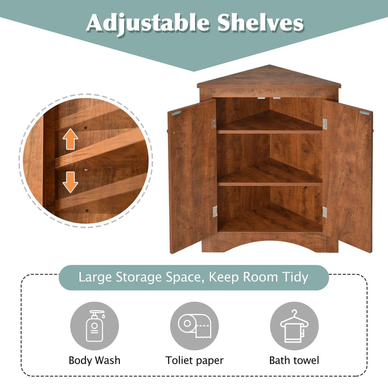 Triangle Bathroom Storage Cabinet With Adjustable Shelves, Freestanding Floor Cabinet For Home Kitchen by HouseOfZazla
