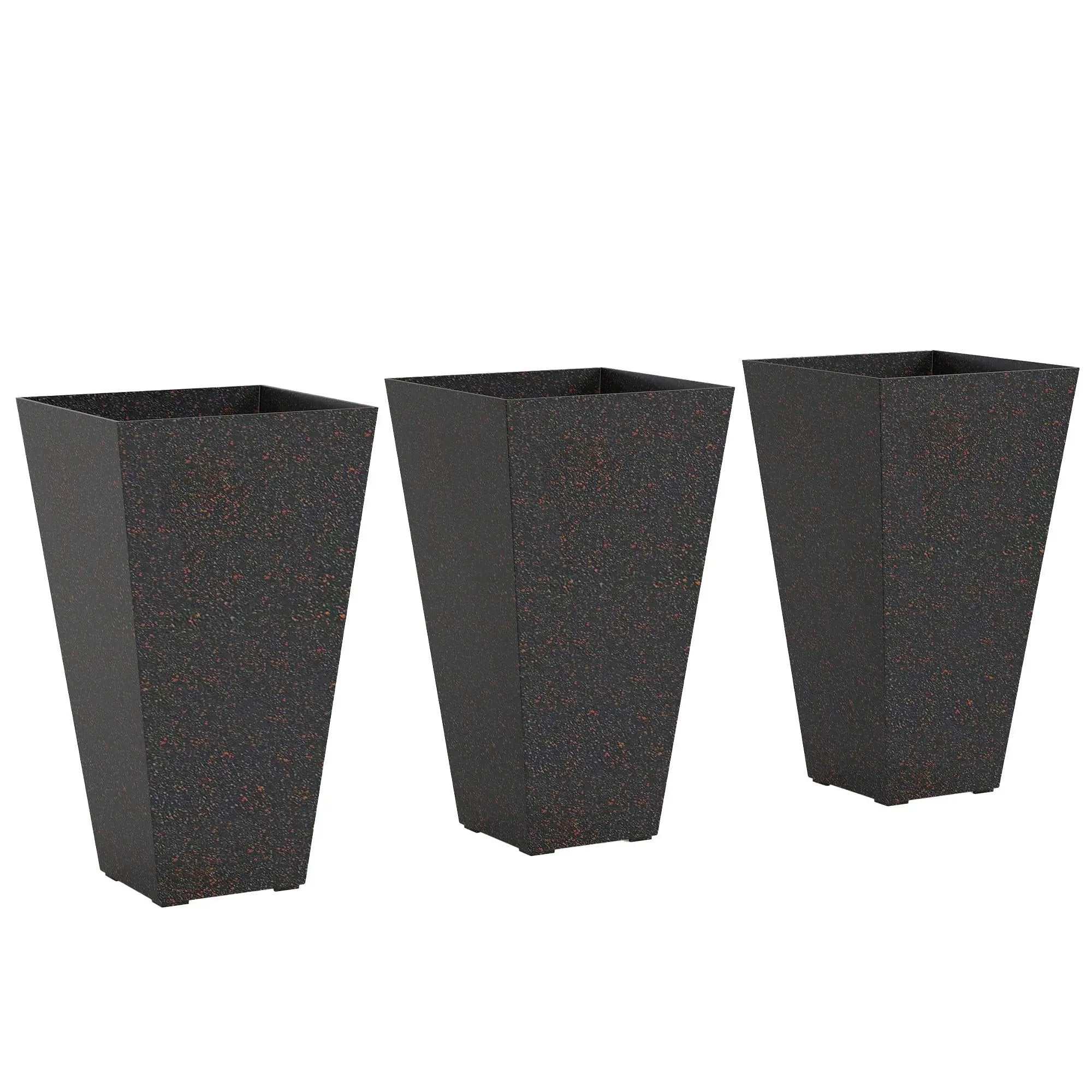 Set of 3 Tall Flower Pots with Marble Look Finish by HouseOfZazla
