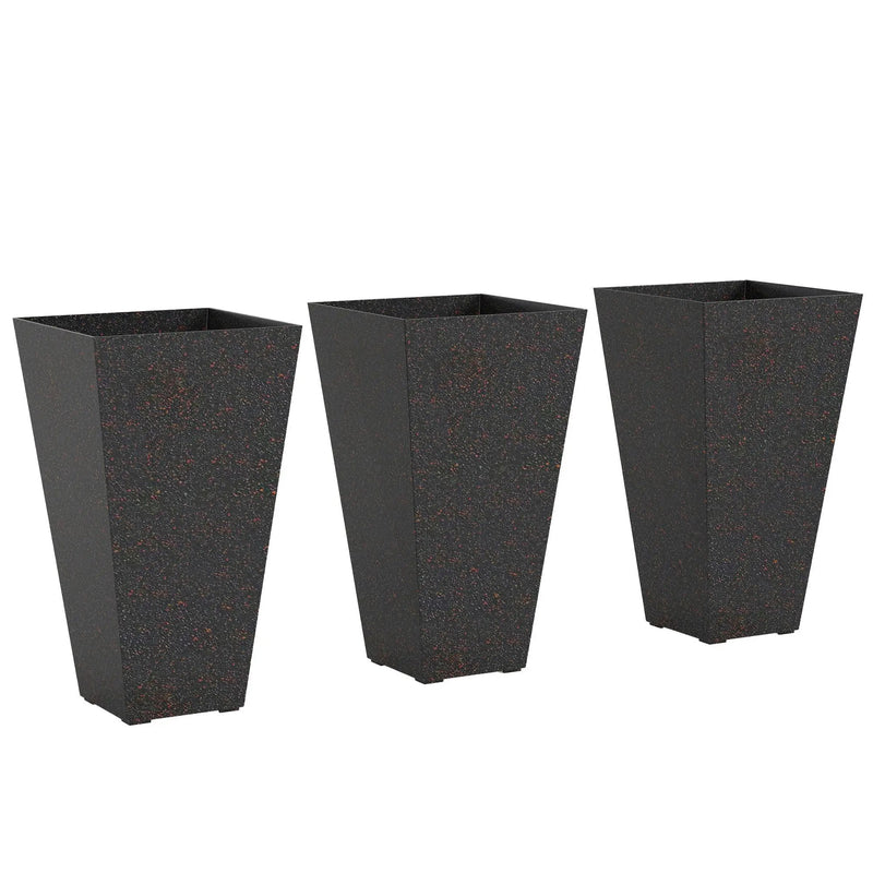 Set of 3 Tall Flower Pots with Marble Look Finish by HouseOfZazla