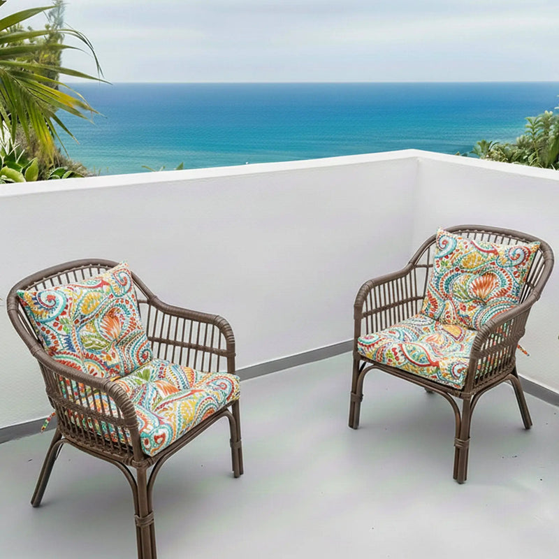 Outdoor Chair Cushions Set of 2, 19 x 19 x 4 Inch Tufted Seat Cushions by HouseOfZazla
