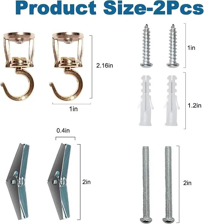 Ceiling Hooks for Hanging Plants (2 PCS Gold),Heavy Duty Metal Plant Hooks, Screw in Hooks for Hanging Birdfeeders, Lamps, Planters, Outdoor Decorative Hooks up to 33 lbs