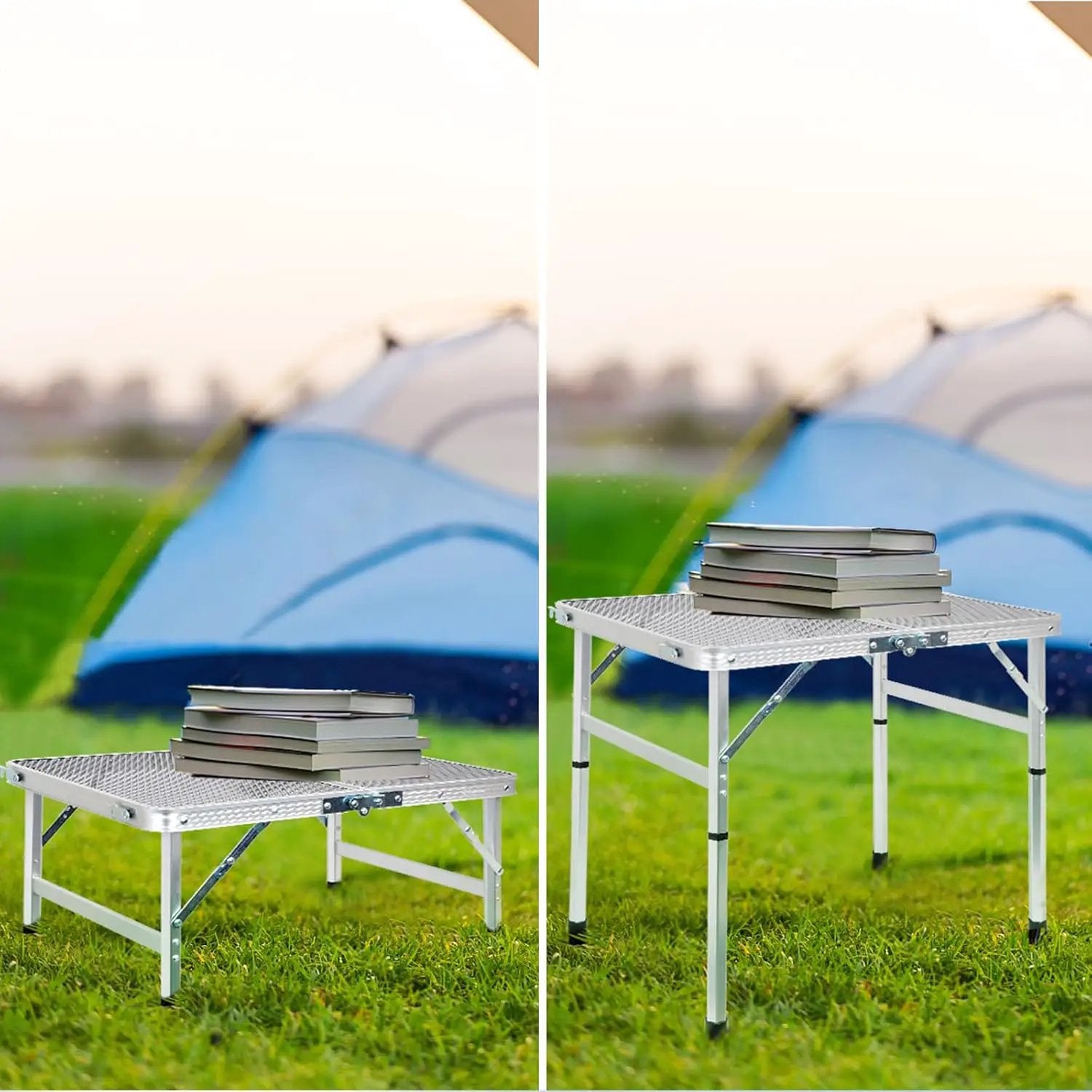 Folding Table, Easy for Storage, Compact and Portable Picnic Table for Grill, Outdoor Camping, Garden, Patio, Dining, BBQ, Party, Market, 2Ft (Small, Silver) by GreenHaven Gardens