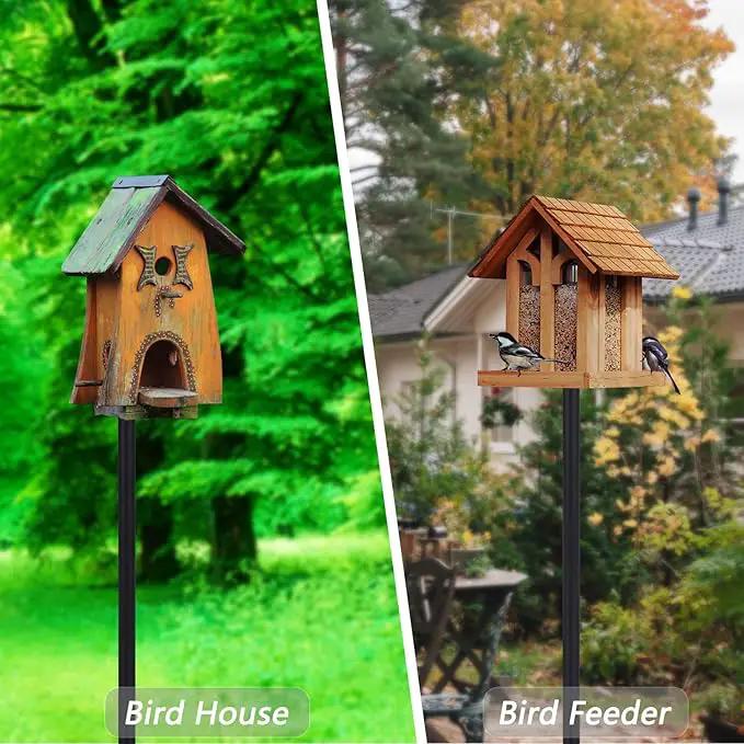 Bird Feeder Pole Kit, 79 Inch Bird House Pole for Outdoors Heavy Duty,5 Base Prongs Adjustable Birds Feeder Stand for House by GreenHaven Gardens