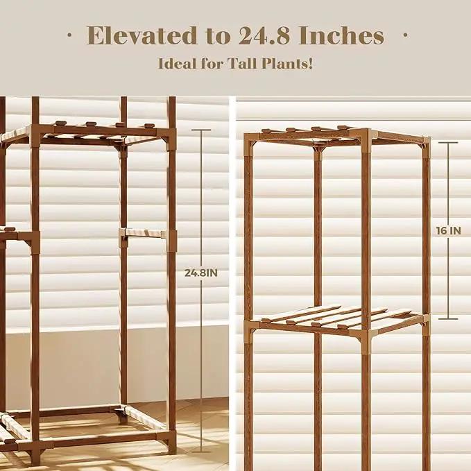 Bamworld Tall Plant Stand Indoor Wood Plant Shelf Outdoor Tiered Plant Rack for Multiple Plants 5 Tiers 7 Pots Ladder Plant Holder Plant Table for Plant Pots Gardening Gifts by GreenHaven Gardens