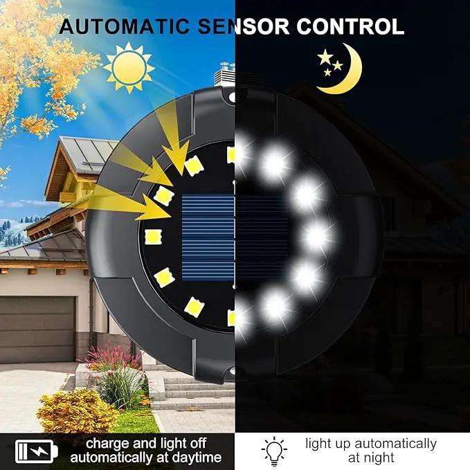 Solar Pathway Lights Outdoor 12 Packs, Bright White 16 LEDs Solar Ground Lights Walkway Lights with Side Light, Waterproof Solar Deck Light for Yard Walkway Garden Poolside Driveway Decorations by GreenHaven Gardens