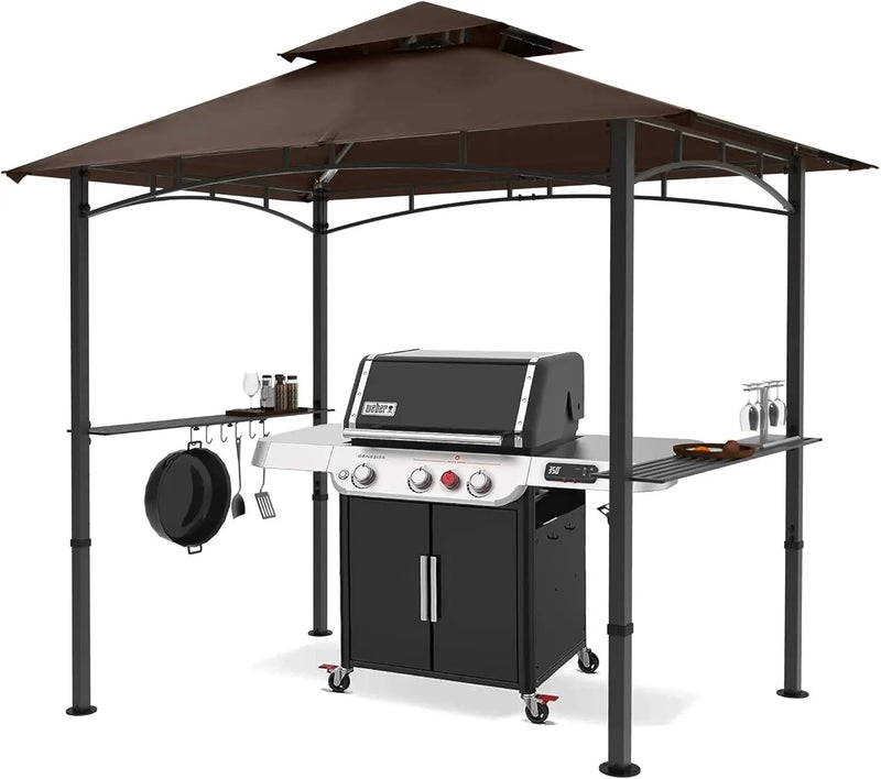 MASTERCANOPY 8 x 5 Grill Gazebo Outdoor BBQ Gazebo Canopy with 2 LED Lights (Brown) by GreenHaven Gardens