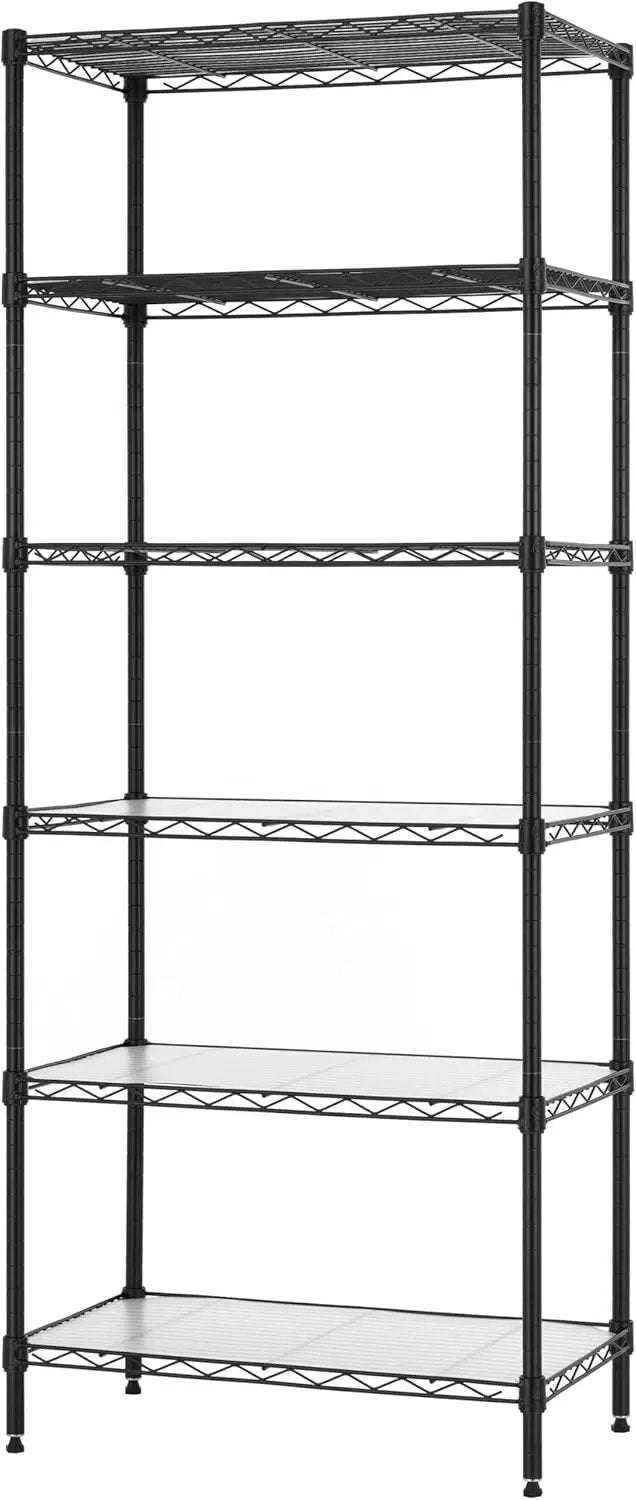 Finnhomy 6-Tier Wire Shelving Unit - Adjustable Steel Wire Rack with 6 Shelves, PE Mat and Stable Leveling Feet, NSF Certified, Black by GreenHaven Gardens