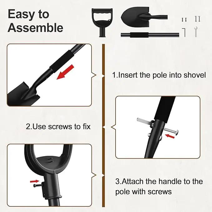 Small Shovel for Digging, 31 Inch Metal Spade Shovel with D-Grip Handle, Lightweight Short Gardening Digging Shovel by GreenHaven Gardens