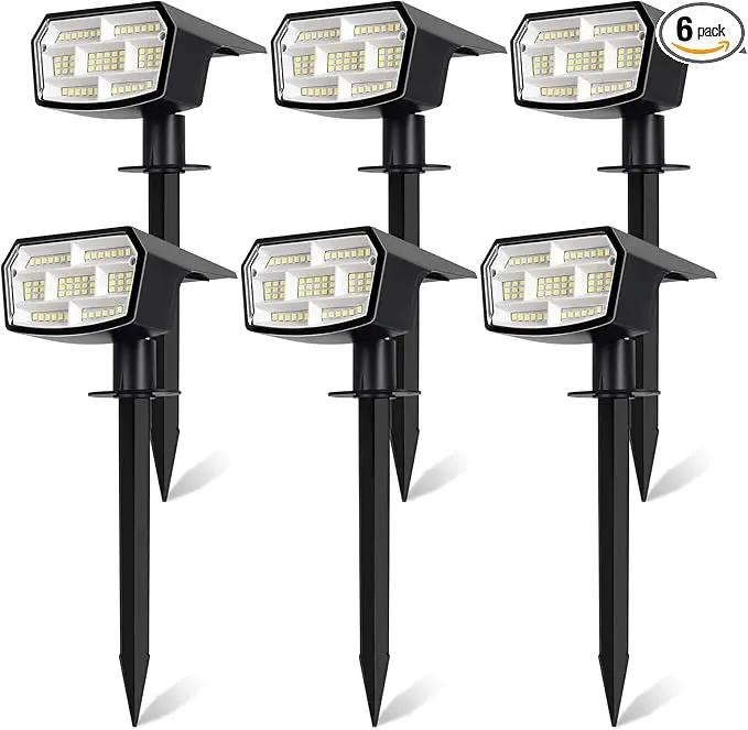 6-Pack Solar Spot Lights Outdoor, 59 LED Solar Lights Outdoor Waterproof, Outdoor Solar Lights for Yard with 3 Lighting Modes, Solar Landscape Spotlights for Garden Pathway Driveway Walkway by GreenHaven Gardens