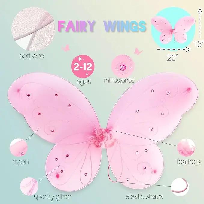 LOLASATURDAYS- Fairy Wings, Butterfly Wings, Fairy Wings Kids, Fairy Costume, Alas, Wings Costume, Tinkerbell Wings, Fairy Wings for Girls, Set of 6 (22" x 15") by GreenHaven Gardens