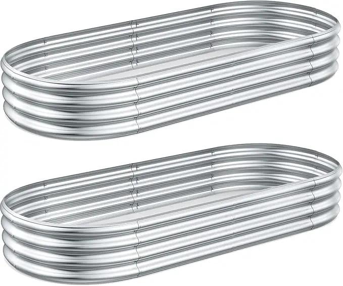 2 Pcs 8 x 3 x 1 FT Galvanized Steel Raised Garden Bed, Large Galvanized Steel Outdoor planter box for for Easy to DIY and clean - Raised Garden Beds outdoor for backyards, terraces and balconies by GreenHaven Gardens