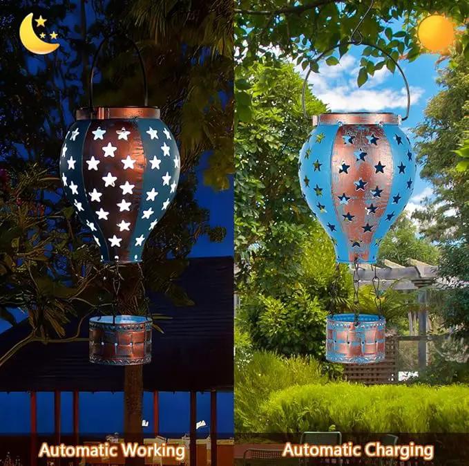 Hanging Solar Lantern,2-Pack Solar Powered Hot Air Balloon Lantern,Hanging Solar Lights Outdoor Waterproof for Lawn Porch Tree Garden Decorations by GreenHaven Gardens