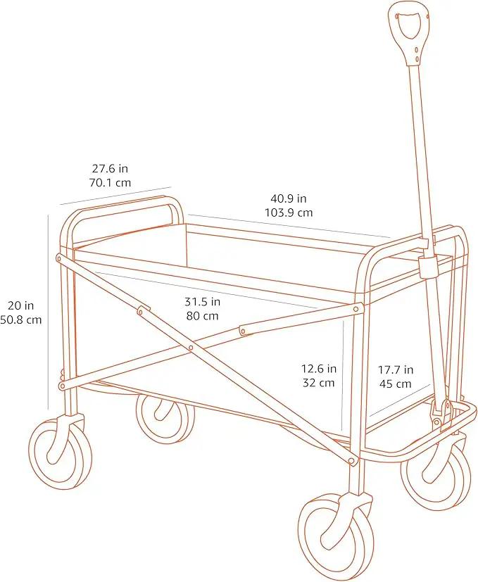 Amazon Basics Collapsible Folding Heavy Duty Utility Wagon for Outdoor Sports, 265 pounds Weight Capacity, Camping, Garden, and Shopping, 27.6 x 40.9 x 20 inches, Red by GreenHaven Gardens