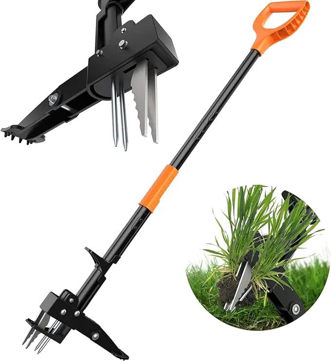 4-Claw Weed Puller Tool, 42" Stand Up Gardening Hand Weeding Tool, Upgraded Iron Claw Garden Weeder with D-Handle, Root Weeder Tool with Weed-Eject Design - Standing up Mowing is Easier by GreenHaven Gardens