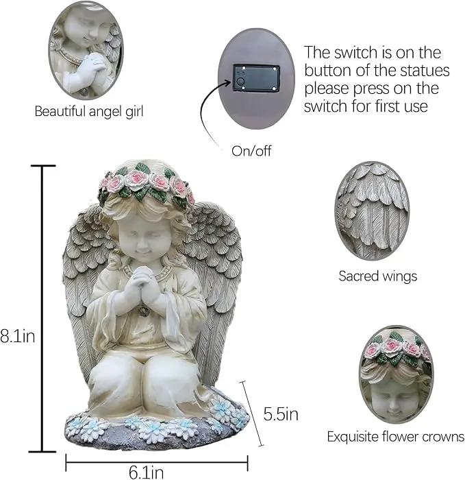 Praying Angels Figurine,Solar Garden Angel Statues, Waterproof Kneeling Angel Sculpture, Outdoor Decor Ornament for Patio Lawn Yard Balcony, Garden Gift by GreenHaven Gardens