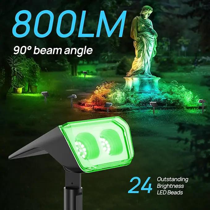 Consciot Solar Spot Lights Outdoor, 30 LED Waterproof Color Changing Solar Spotlight, 2 in 1 Adjustable Wall Lights, 10 Colors, Dusk-to-Dawn Solar Landscape Spotlights for Garden Yard Walkway, 4 Pack by GreenHaven Gardens