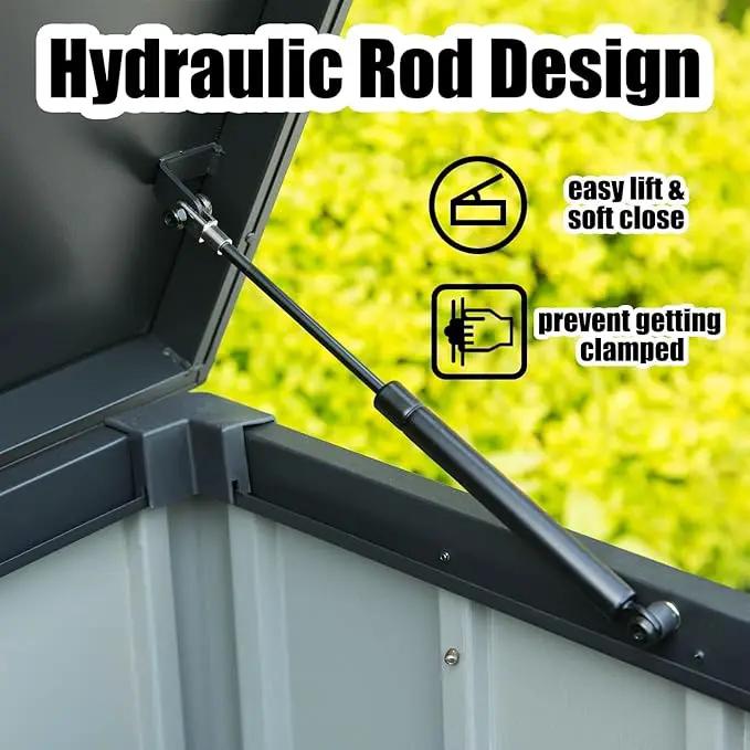 Domi Outdoor Deck Box 100 Gallon, Waterproof Lockable Steel Outdoor Storage Container for Outside Cushions, Garden Tools and Pools Equipment (Gray) by GreenHaven Gardens