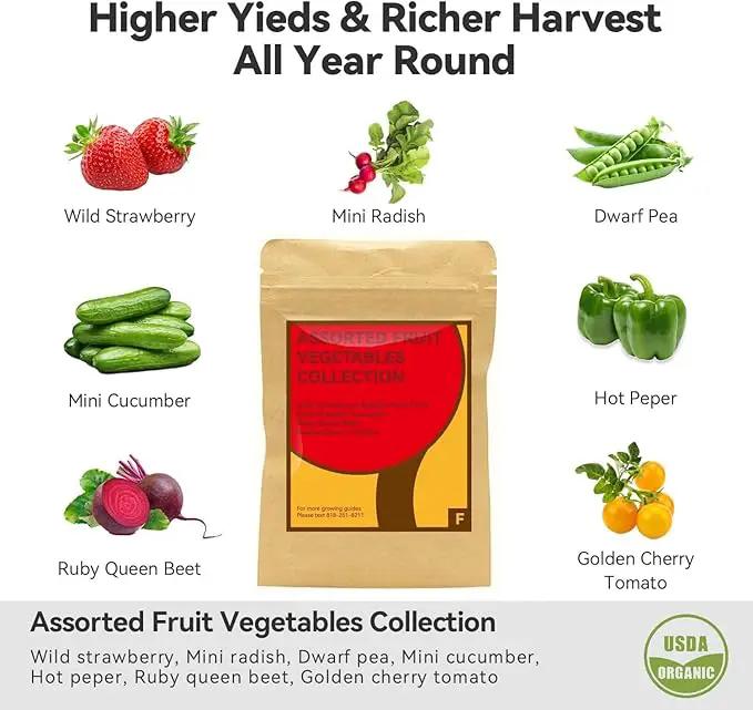 inbloom Fruit Seed Pod Kit for AeroGarden, Ahopegarden, GARDENCUBE, MUFGA, iDoo Hydroponics Growing System, 50-Pods (350+ Seeds Include Strawberry, Tomato, Cucumber, Pea, Ruby Queen Beet) by GreenHaven Gardens