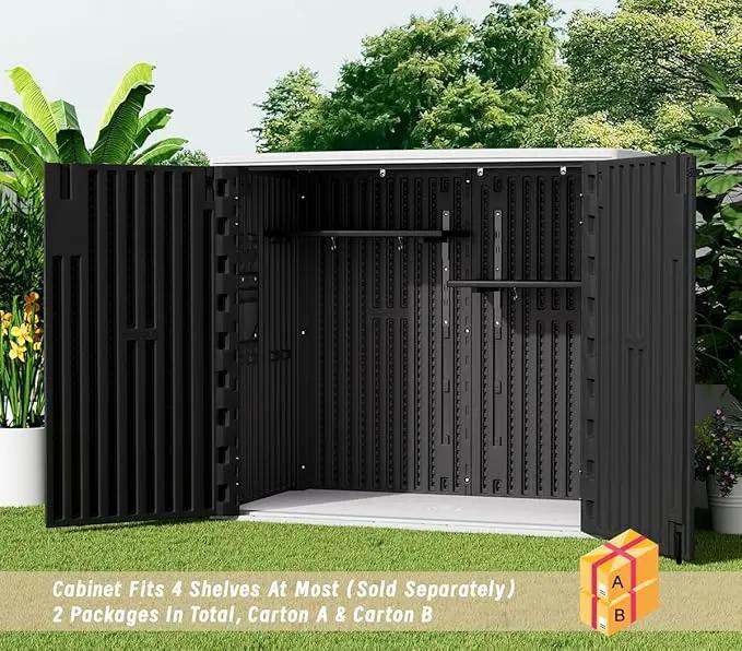 KINYING Outdoor Horizontal Storage Sheds,37 Cu.ft Outdoor Storage Cabinet Waterproof Resin Tool Storage Box for Lawn Mower,Garden Tools and Patio Furniture, Lockable (Black) by GreenHaven Gardens