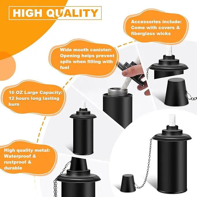 6 Pack Torch Canisters,16oz Replacement Torch Refillable Canisters with Wicks,Caps, Outdoor Citronella Fuel Torch Canister for Luau Party, DIY Garden Decor. by GreenHaven Gardens