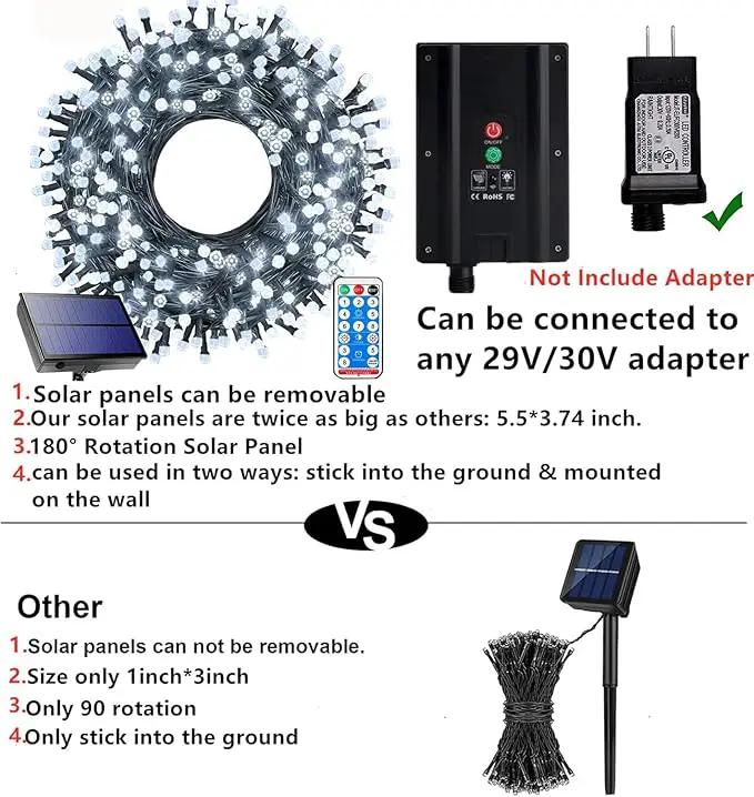 Solar String Lights Outdoor,115 Ft 300 LED Solar Christmas Lights with Remote,8 Modes Waterproof Patio Lights for Christmas Tree Patio Yard Garden Party Decor (White) by GreenHaven Gardens