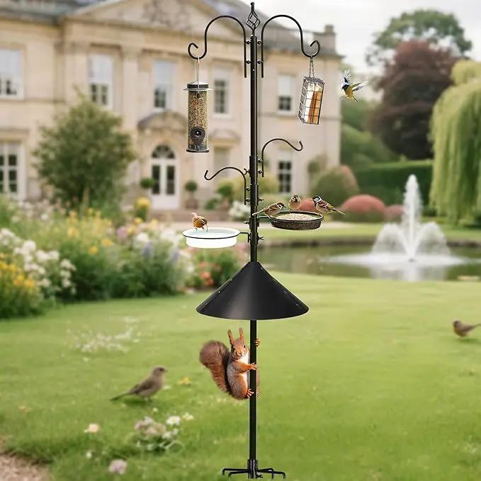 ERYTLLY Bird Feeders Bird Feeding Station Kit Bird Feeding Pole Wild Bird Feeder Hanging Kit with Squirrel Guard Baffle Suet Cage Tube Bird Feeder Planter Hanger Multi Feeder for Attracting Wild Birds by GreenHaven Gardens
