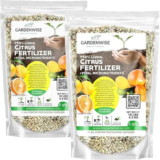 Professional Citrus Fertilizer + Vital Micronutrients; Perfect Balanced NPK for All Citrus; for Indoor and Outdoor Plants; Orange, Lime, Avocado and Lemon Tree Fertilizer (10 QUARTS) by GreenHaven Gardens