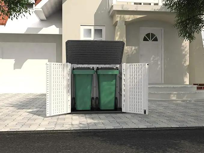 HOMSPARK Storage Shed Weather Resistance, Multi-Purpose Outdoor Storage Cabinet for Backyards and Patios, 26 Cu.ft Capacity Horizontal Storage Shed for Bike, Lawnmower, Trash Cans, Patio Accessories by GreenHaven Gardens