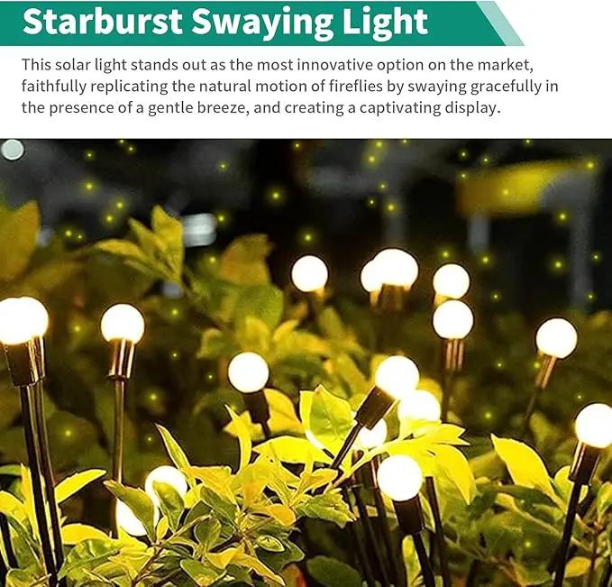 Solar Garden Lights, 8Pack 64LED Outdoor Firefly Lights Solar Decorations Lights Waterproof Firefly Lights Swaying in The Wind, Big Bulb Vibrant Firefly Lights for Yard Patio Pathway Decor Warm White by GreenHaven Gardens