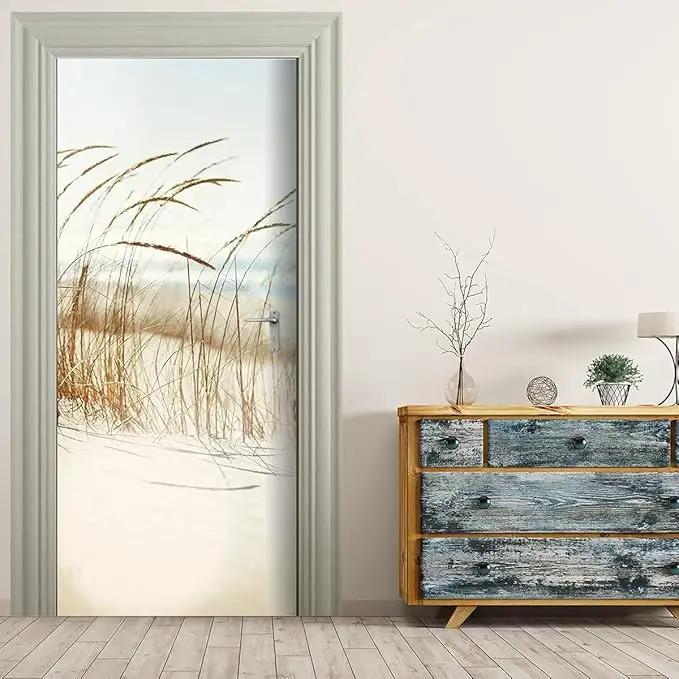 3D Door Stickers - Sirte Dunes - Peel & Stick - Removable PVC Waterproof - Bedroom/Living Room - Rustic Desert Landscape - White & Brown - Abstract - 37.4"x82.7" by GreenHaven Gardens