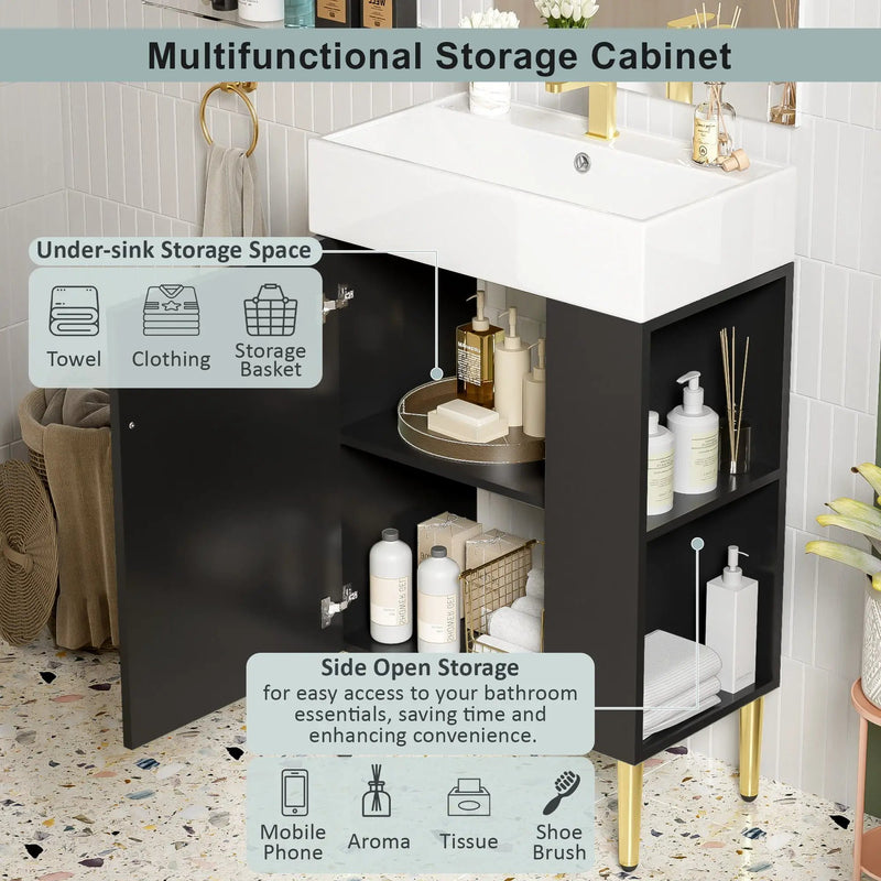 Bathroom Vanity, Combo Cabinet, Bathroom Storage Cabinet, Single Ceramic Sink by HouseOfZazla