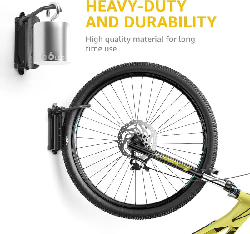 monTEK Swivel Bike Wall Mount – 4 Pack Garage Bike Hanger & Space-Saving Vertical Bike Rack for Garage & Apartment, Sturdy Bike Storage Hook Holds 66 lbs, Easy Installation & Scratch-Proof Design by GreenHaven Gardens