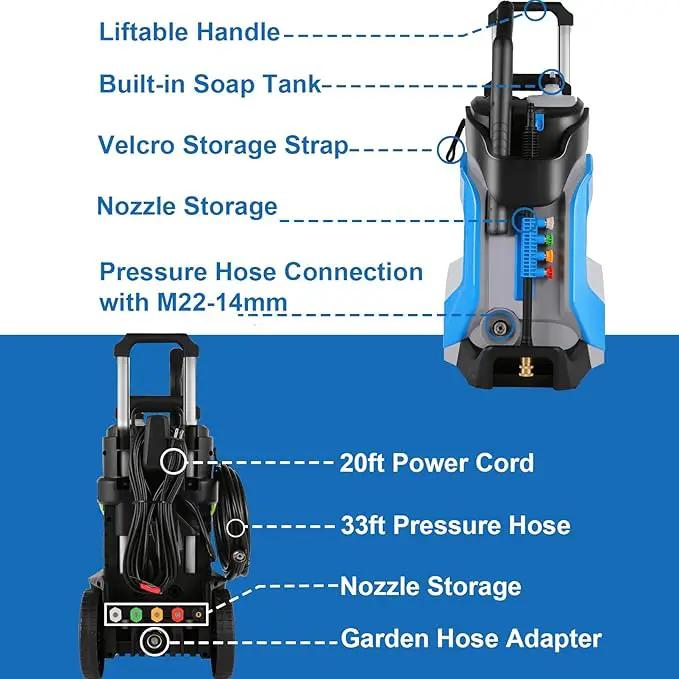 Electric Pressure Washer 5000PSI 4.0GPM Power Washers with M22-14mm Pressure Hose 33FT, Power Sprayers High Pressure with 1/4" QC Compatible Surface Cleaner for Home Cars Driveways, Dblue by GreenHaven Gardens