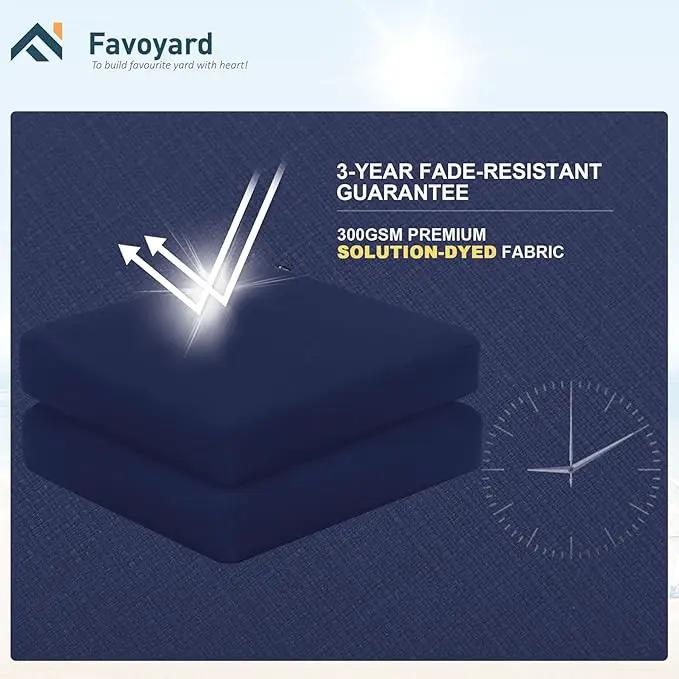 Favoyard Outdoor Chair Cushion 19 x 19 x 3 Inch Rainproof & 3-Year Fade Resistant Patio Furniture Cushions with Removable Cover and Adjustable Ties for Garden Sofa Couch Pads Set of 2, Blue by GreenHaven Gardens