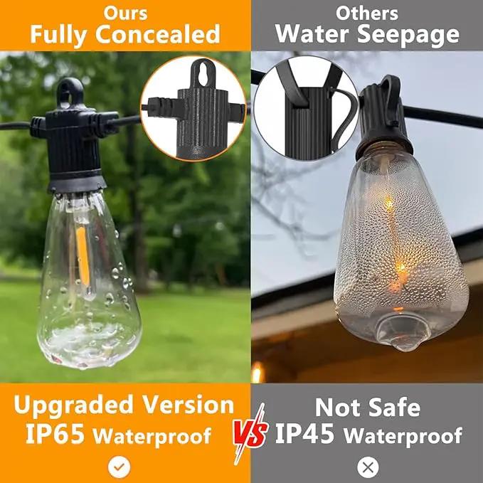 ZOTOYI Outdoor String Lights 50 FT, Patio Bulbs with 27 LED Plastic Edison ST38 Bulbs (2 Spare), Waterproof IP65 Outdoor Hanging Lights for Garden, Backyard, Cafe, Porch, Gift, Gazebo - Dimmable 2700K by GreenHaven Gardens