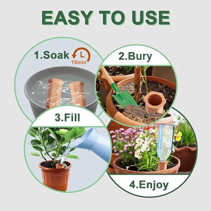 Terracotta Plant Watering Stakes, Self-Watering System for Indoor and Outdoor Plants, 20-Pack by GreenHaven Gardens