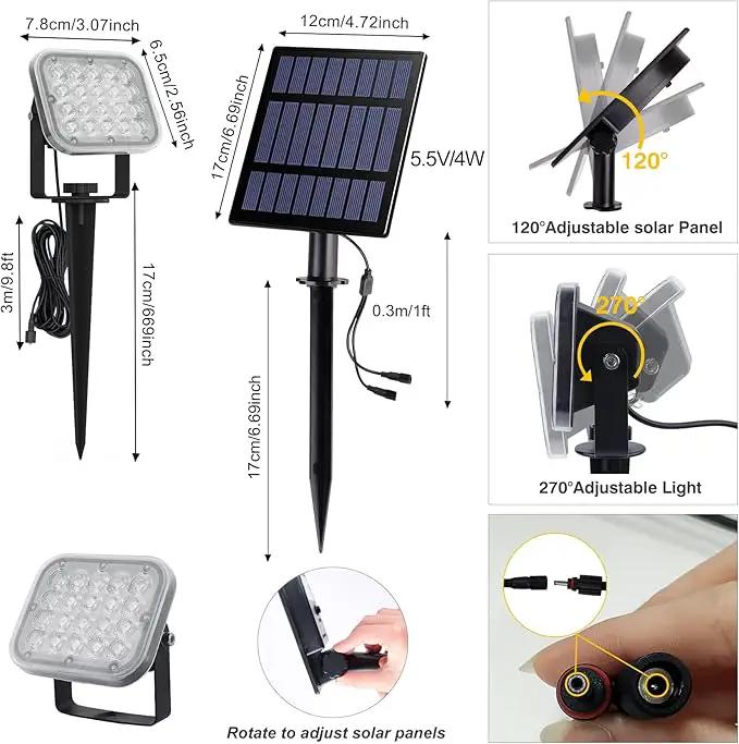 20 LED IP65 Waterproof Outdoor Spot Lights - Dusk-to-Dawn 3000K Warm White Solar Landscape Lights for Yard, Garden, Driveway, Porch, Walkway by GreenHaven Gardens