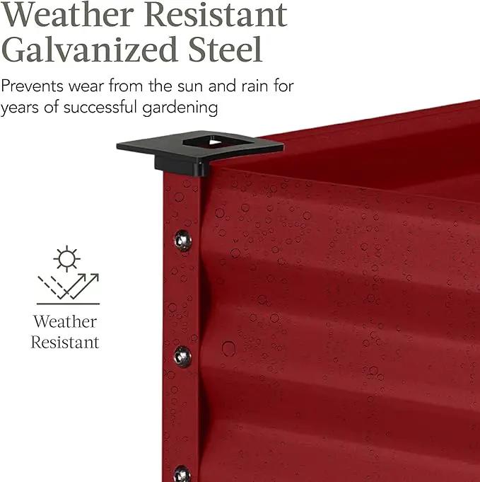 Best Choice Products 48x24x30in Galvanized Raised Garden Bed, Metal Elevated Planter Box, Vegetable Garden for Backyard, Patio, Balcony - Royal Red by GreenHaven Gardens