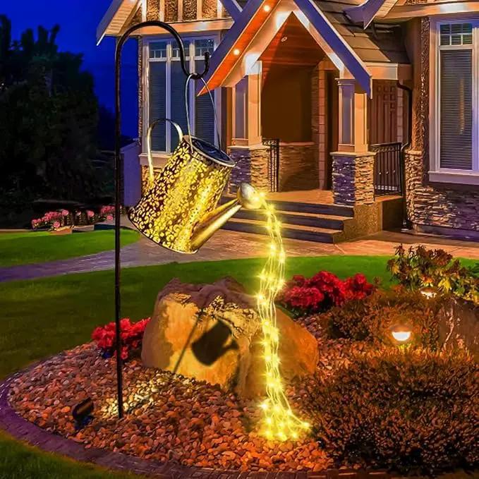 Solar Watering Can Lights Waterproof Garden Decorations - Outdoor Large Fairy Lartern Hanging Retro Metal Kettle Light Star Art Decorative Lamp for Walkway Table Patio Lawn with Bracket by GreenHaven Gardens