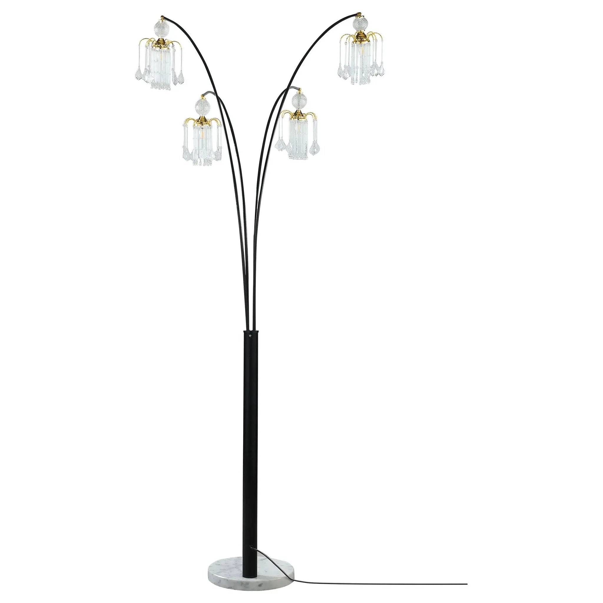 Maisel 91-inch Hanging Crystal Arc Tree Floor Lamp Black by Unique Piece Furniture