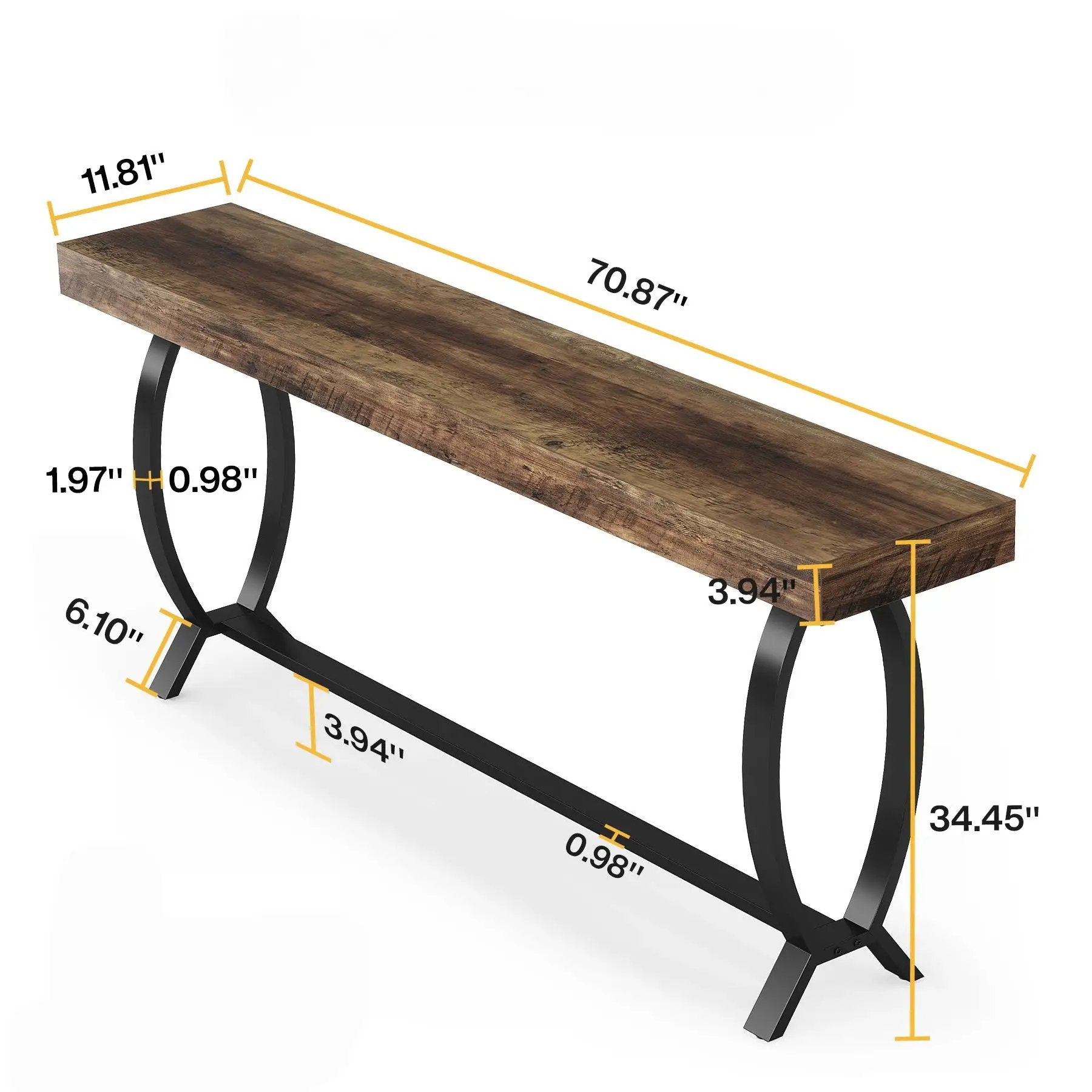 Console Table With Fish Tail Legs Extra Long - Brown by HouseOfZazla
