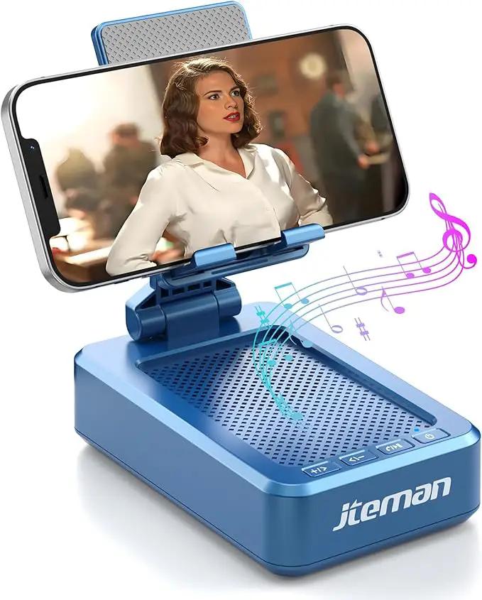 JTEMAN Phone Stand with Wireless Bluetooth Speaker, HD Surround Sound Bluetooth Speaker for Desk Perfect for Home Kitchen Gadgets Gifts,Compatible with iPhone/ipad/Samsung Galaxy(Blue) by GreenHaven Gardens