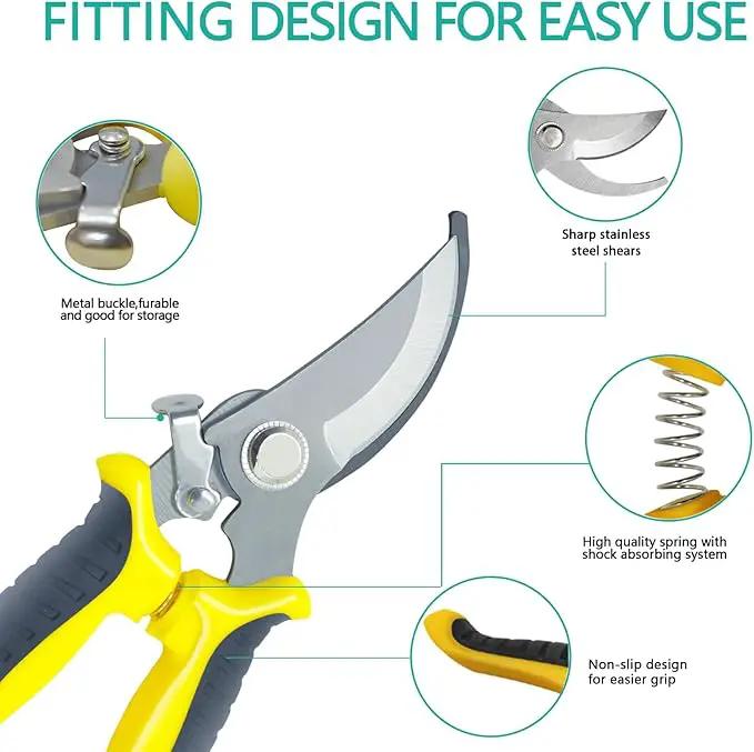 4 Pack Garden Pruning Shears Scissors Set, Stainless Steel Sharp Clippers Flower Shears Florist Scissors with Non-Slip Grip for Plant Tree Trimmers Secateurs by GreenHaven Gardens